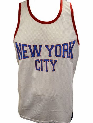 FASHION REVIEW [White, Medium] MENS DESIGNER BRAVE SOUL ALOYSIUS NYC BASKETBALL VARSITY MESH BAGGY GYM VEST TOP
